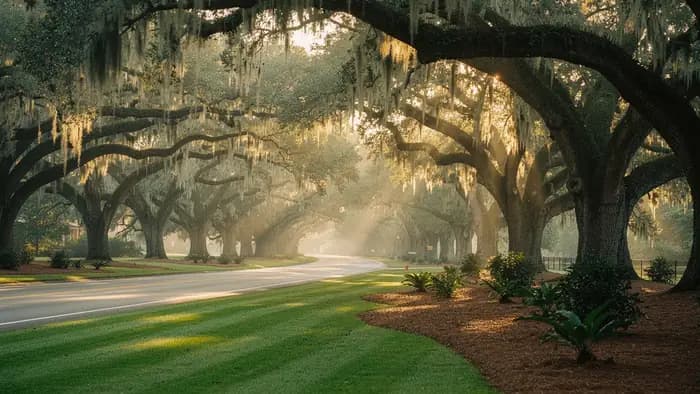 A live oak canopy road in North Florida